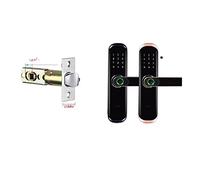 Cerradura Inteligente Electrónica for el hogar Tuya Cerradura de puerta inalámbrica Manija biométrica huellas dactilares inteligente a prueba agua con código tarjeta llave seguridad(22-125(5050),Nero)