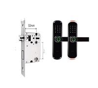 Cerradura Inteligente Electrónica for el hogar Tuya Cerradura de puerta inalámbrica Manija biométrica huellas dactilares inteligente a prueba agua con código tarjeta llave seguridad(22-240(5050),Nero)
