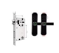 Cerradura Inteligente Electrónica for el hogar Tuya Cerradura de puerta inalámbrica Manija biométrica huellas dactilares inteligente a prueba agua con código tarjeta llave seguridad(22-160(5050),Nero)
