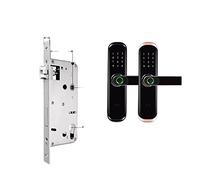 Cerradura Inteligente Electrónica for el hogar Tuya Cerradura de puerta inalámbrica Manija biométrica huellas dactilares inteligente a prueba agua con código tarjeta llave seguridad(22-240(5085),Nero)