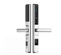 Cerradura inteligente for puerta corredera a prueba de agua, aplicación TTLock, tarjeta de código Digital con huella dactilar, cerradura electrónica de vidrio de aluminio antibloqueo(Silver4585-Long)