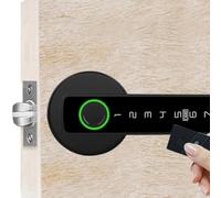 Cerradura Inteligente M5 con Huella Dactilar, Bluetooth Tuya/SmartLife, Código PIN, Tarjeta IC, Llave Mecánica, USB Emergencia - Cerradura Electrónica Digital para Puertas 28-50 mm - 50 Huellas - Negr