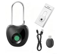 Cerradura inteligente recargable de huellas dactilares con cable de acero, candado electrónico tipo C, amplia área de sensor, vida útil de 365 días para puertas de equipaje, cajones (negro)