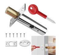 Cerradura interna para puerta, 1 paquete de pestillo con llave de estrella, mecanismo de perno antirrobo, acero inoxidable resistente a la corrosión, para seguridad de fábrica del hogar y hotel