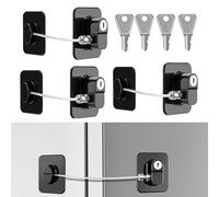 Cerradura para frigorífico con llave, cerradura de ventana, cerradura de seguridad infantil para armario, cajón, frigorífico, cerradura autoadhesiva para armario (4 unidades)