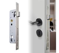 Cerradura para Marco de Tubo, Cerradura Embutida, Cerradura Homologada, Distancia de 85 mm Mandril de 30 mm, Acero Inoxidable Plateada Durable para Puerta Izquierda y Derecha