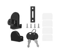 Cerradura para Puerta Corrediza de Vidrio de Aleación de Zinc Negra | Vitrinas y Puertas de Cristal, sin Taladro, Llave Centralizada, Borde Adaptable, Evita Caída