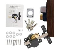 Cerradura Para Puerta De Granero | Cerradura De Seguridad Doble Cara Para Puertas De Madera | Cerrojo Deslizante Seguro para Garaje con 5 Llaves para Interior Exterior Patio Cobertizo Baño Dormitorio