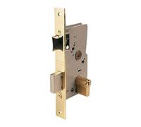 Cerradura para puertas de madera 2010P, sin cilindro, entrada de 40mm, acabado hierro latonado