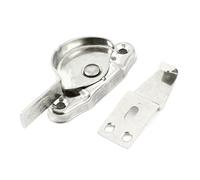 Cerradura para ventana de guillotina, Cerradura de seguridad giratoria de media luna for ventana, color plateado, metal, apertura a la izquierda, 8 x 3 x 2 cm