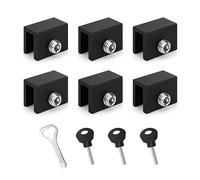 Cerradura Puerta Corredera, JANDH 6 Pieces Tope Ajustable Negro Para Puerta y Ventana con Llave, Aluminum Alloy Window lock, Strong and Durable for Sliding Doors and Windows
