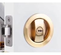 Cerradura redonda con gancho invisible para puertas correderas, mejora la privacidad del baño (dorado)