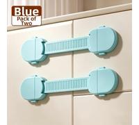 Cerradura Seguridad Bebé 2 Pack Ajustable Plástico(Blue) | Material ABS y TPE, libre de toxinas, correa ajustable, instalación sin herramientas, protege armarios