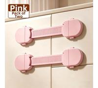 Cerradura Seguridad Bebé 2 Pack Ajustable Plástico(Pink) | Material ABS y TPE, libre de toxinas, correa ajustable, instalación sin herramientas, protege armarios
