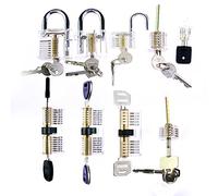 Cerradura transparente de práctica de cerradura, estructura interna claramente visible, cerradura de entrenamiento transparente para cerrajero, principiante (9 candados)