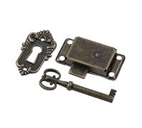 Cerraduras antiguas para cajones de hierro vintage con accesorios decorativos para muebles, caja de joyería de madera, cerraduras de cajón de cabina con llaves, cierres de metal negro para adultos