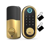 Cerraduras biométricas de huella dactilar, entrada electrónica sin llave, aplicación for cerradura puerta principal for hogar y oficina, visión segura(Golden)