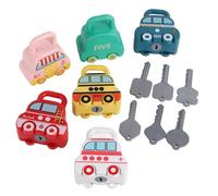 Cerraduras de aprendizaje con llaves para niños, 6 piezas, juguetes de liberación de coche, juguetes educativos Montessori para niños y niñas (color)