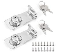 Cerraduras de Cerrojo con Llave, 2 Piezas Pestillo Puerta Hebilla Seguridad con Tornillos para Gabinete Puerta Muebles Cajones Casillero (90 ° Plateado)