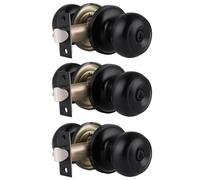 Cerraduras de puerta de entrada de Gobrico con cerraduras de puerta de pelota plana con llave con las mismas llaves en el paquete negro de 3