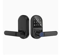 cerraduras digital Cerradura inteligente for manija de puerta con teclado, perilla inteligente con huella dactilar, cerradura electrónica con código, tarjeta IC, aplicación Interior interior(Noir)