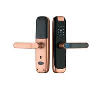 cerraduras inteligente Cerradura de puerta inteligente con huella dactilar for puerta delantera, cerradura inteligente de entrada sin llave con manija for el hogar, interior y exterior exterior(Rot)