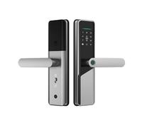 cerraduras inteligente Cerradura inteligente táctil con manija, cerradura electrónica biométrica con huella dactilar for puertas delanteras, fácil de instalar exterior(Silver)