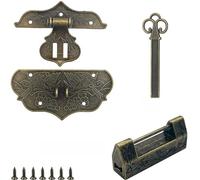 Cerrojo Antiguo Bronce Mini Candados de Estilo Vintage Cerradura de captura de puerta Gancho de cierre antiguo Hasp Con Tornillos Para Cajón De Madera Caja De Joyería Caja Gabinete Armario Decorativo