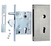 Cerrojo de gancho con caja de cerradura F-60 para puerta corredera con mandril