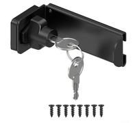 Cerrojo de puerta de 90 grados, cerradura de puerta deslizante de ángulo recto para puerta y cobertizo, seguridad con llaves, acabado plateado, construcción de acero resistente (negro)