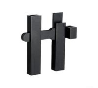 Cerrojo de puerta de aleación de aluminio - Cerradura giratoria de 180° para gabinete, puerta y puerta corredera de granero, acabado negro mate/gris/dorado, 82 x 82 mm (negro-sin perforación)