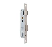 Cerrojo para marco tubular de acero inoxidable, para trabajo de metales, distancia de 85 mm, cerradura de cilindro para puerta, con lengüeta en U, para puerta de jardín, izquierda/derecha (medida