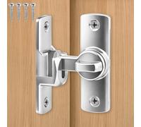 Cerrojo Puertas Correderas, Pestillo Puerta Interior 90 180 Grados, Cerradura de Puerta de Granero con Tornillos para Jardines, Cocinas, Ventanas, Interiores y Puertas Exteriores (Plata)