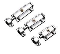 Cerrojos de Puerta Bloqueo Cerradura antirrobo de madera for puertas y ventanas de baño con resorte de perno de acero inoxidable engrosado(Silver-4 inch)