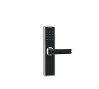 Cerrojos y pestillos Cerradura inteligente con manija, cerradura electrónica de puerta delantera con huella dactilar, Control por aplicación Tuya for dormitorio de oficina en casa(Silver)