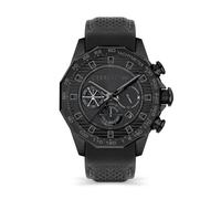 Cerruti 1881 CIWGC2114003 Molveno - Reloj para hombre con esfera negra chapada en iones y correa de cuero con costuras, Negro/Amarillo, Correa