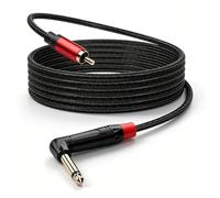 CERRXIAN 1,8 m/6FT 6,35 mm TS Mono-Winkelstecker Stecker auf RCA Stecker Audiokabel RCA auf 6,35mm Audiokabel mit Ledertextur, für Elektro-Gitarre, Mixpult, Verstärker, Lautsprecher