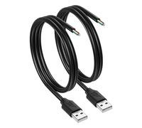 CERRXIAN 2 cables cortos de 4 pines USB A macho, 90 grados, 24 AWG, USB 2.0 macho a desnudo, cable de extensión de extremo abierto, cable de extensión de repuesto de alimentación y reemplazo de datos