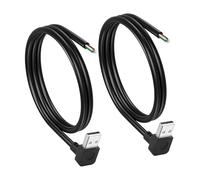 CERRXIAN 2 cables cortos de 4 pines USB A macho a macho de 90 grados 24 AWG macho a cable desnudo de extremo abierto, cable de extensión de repuesto de alimentación y reparación de datos de 0,5 m