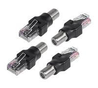 CERRXIAN 4PCS RF a RJ45 Convertidor coaxial RF hembra a RJ45 macho Adaptadores de barril coaxial para probador de línea