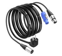 CERRXIAN 6.5FT Cable híbrido compatible con Schuko/PowerCon,Cable conector PowerCon macho a Schuko Stecker + Cable de alimentación de conexión DMX de 3 clavijas macho a hembra