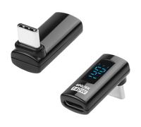 CERRXIAN Adaptador USB-C de ángulo recto de 40 Gbps con pantalla digital, PD 140 W 8 K @ 60 Hz, conector USB-C macho a hembra para laptop, tableta y teléfonos, probador de medidor de potencia, paquete