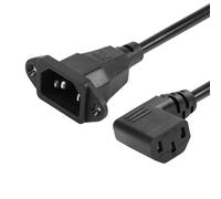 CERRXIAN Cable de extensión de fuente de alimentación C14 a 90 grados C13 PDU, IEC 320 C14 macho a ángulo izquierdo C13 hembra, cable de alimentación de 3 pines, para monitores, computadoras, etc.,
