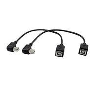 CERRXIAN Cable USB 2.0 B de 9 pulgadas Combo USB 2.0 B en ángulo izquierdo y ángulo recto macho a USB 2.0 B hembra cable de sincronización de datos (1 par)