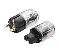 CERRXIAN HiFi Schuko Enchufe Audiófilo de Energía, Puro Cobre 15A/125V Euro CEE 7/7 Power Plug, 10A/250V Conector de Energía IEC C13/C15, Baño de Oro de Cobre Puro, para Cable de Energía DIY HIFI Audi