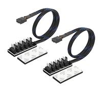 CERRXIAN Hub de ventilador PWM de 4 pines para PC, refrigeración de CPU de PC, 4 pines/3 pines, adaptador divisor de cable de alimentación para ventilador de computadora de escritorio, 2 unidades