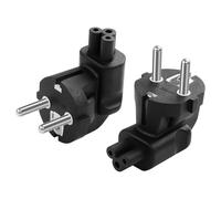 CERRXIAN Juego de 2 90 grados Schuko enchufe a adaptador y enchufe CEE 7/7 de 2 polos a adaptador hembra IEC320, adecuado para dispositivos de cable