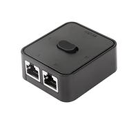 CERRXIAN Network Lan Switch 2 puertos, RJ45 Network Key-Press Switch Splitter Selector Box, 100M 2 en 1 Out o 1 en 2 Out, 2 Port Network Hub Black