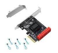 CERRXIAN Tarjeta adaptadora PCIE X4 a 6 SATA 3.0, para arranque de disco del sistema, compatible con modos RAID1, AHCI, SPAN, RAIDO4 (contiene 6 cables SATA)