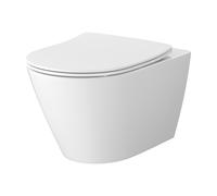 Cersanit City taza de inodoro con asiento de cierre suave suspendido sin reborde con descarga de remolino blanco S4004-137